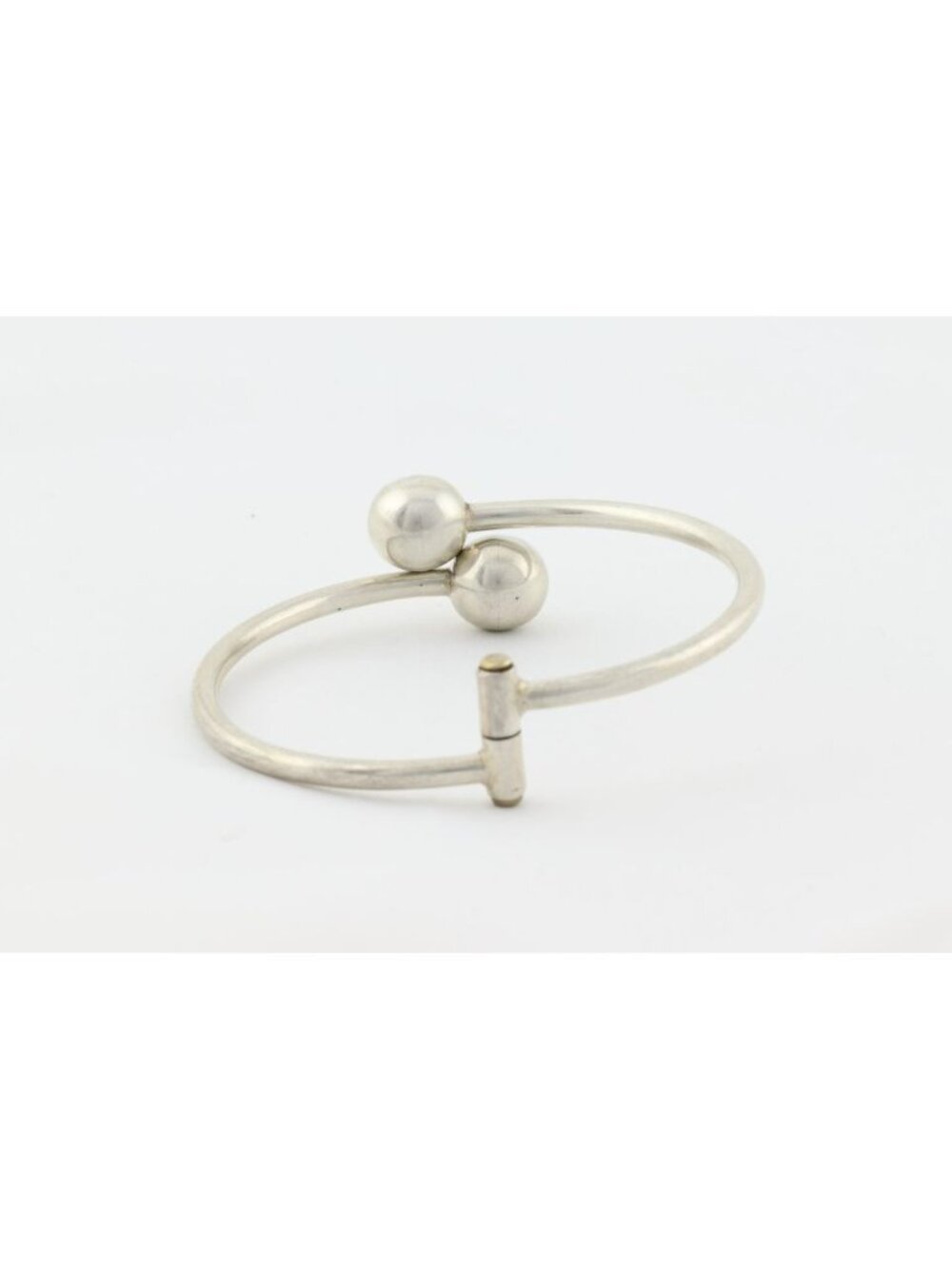Sterling Silver Ball Bead Cuff Bangle Bracelet Opens 7" inch - Picture 4 of 7